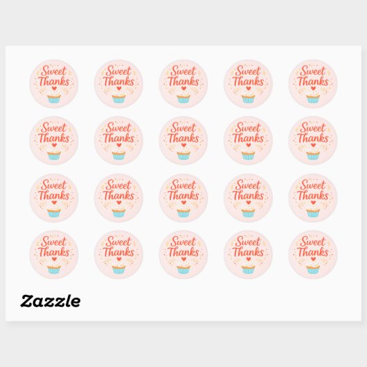 Pastel Pink Cupcake Baking Thank You Sticker (Vel)