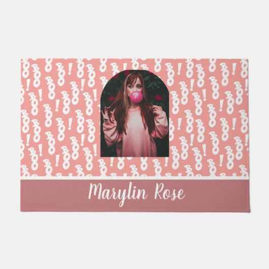 PASTEL PINK CUSTOM HALLOWEEN BOO DEURMAT (Voorkant)