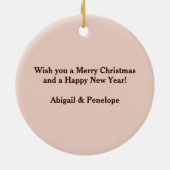 Pastel Pink Cute Bunny Twin Girl Kerstmis Keramisch Ornament (Achterkant)