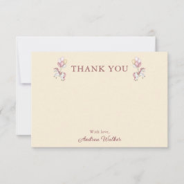 Pastel Pink Cute Carousel Girl Baby Shower Bedankkaart