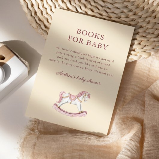 Pastel Pink Cute Carousel Girl Baby Shower Informatiekaartje