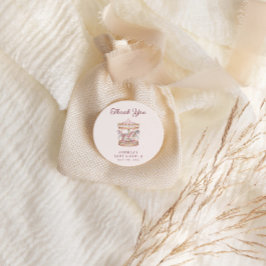 Pastel Pink Cute Carousel Girl Baby Shower Ronde Sticker