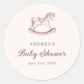 Pastel Pink Cute Carousel Girl Baby Shower Ronde Sticker (Voorkant)