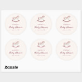 Pastel Pink Cute Carousel Girl Baby Shower Ronde Sticker (Vel)