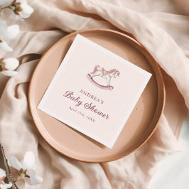 Pastel Pink Cute Carousel Girl Baby Shower Servet
