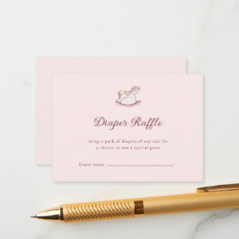 Pastel Pink Cute Girl Baby Shower Diaper Raffle Informatiekaartje