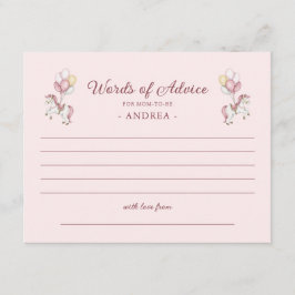 Pastel Pink Cute Girl Baby Shower Words of Advice Informatiekaartje