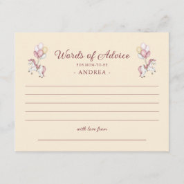 Pastel Pink Cute Girl Baby Shower Words of Advice Informatiekaartje