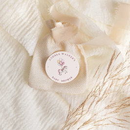 Pastel Pink Cute Horse Balloons Girl Baby Shower Ronde Sticker