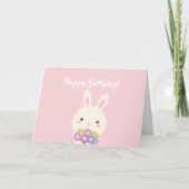 Pastel Pink Cute Kawaii Bunny Kinder Happy Birthda Kaart (Voorkant)