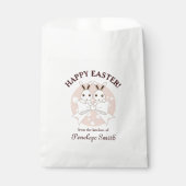 Pastel Pink Cute Twin Bunny Happy PaasTreat Bedankzakje (Voorkant)