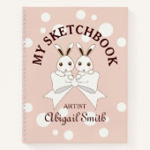 Pastel Pink Cute Twin Bunny Kinder Sketch Notitieboek (Voorkant)