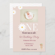 Pastel Pink Daisies Birthday Uitnodiging