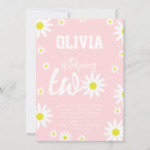 Pastel Pink Daisy 2e verjaardag Boho White