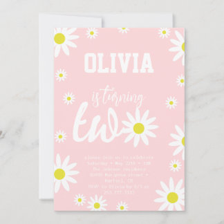 Pastel Pink Daisy 2e verjaardag Boho White Kaart
