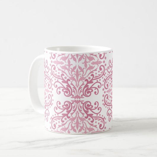 Pastel Pink Damask Coffee Mok (Voorkant links)
