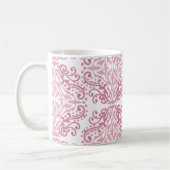 Pastel Pink Damask Coffee Mok (Links)