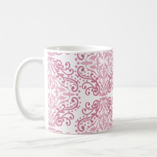 Pastel Pink Damask Coffee Mok (Links)