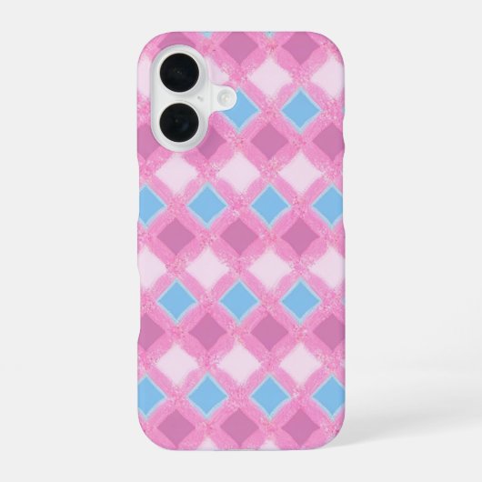 Pastel Pink Diamond Pattern Phone Case iPhone 16 Hoesje (Achterkant)
