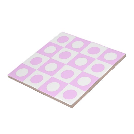 Pastel Pink Dots and Squares Pattern Tegeltje (Zijkant)