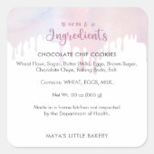 Pastel Pink Dripping Bakery Ingredient Product Vierkante Sticker (Voorkant)