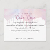 Pastel Pink Dripping Cake Care Instructions Bedankkaart (Voorkant)