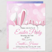 Pastel Pink Easter Bunny Ears Party Uitnodiging (Voorkant / Achterkant)