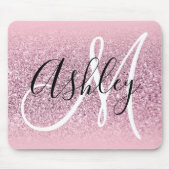 Pastel Pink Edge Ombre Glitter Monogram Muismat (Voorkant)