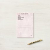 Pastel Pink Elegant Simple Monogram Book Review  Post-it® Notes (Op bureau)