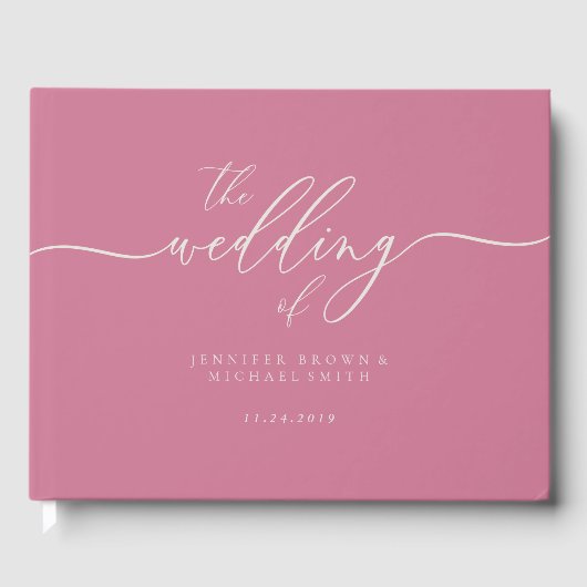 Pastel Pink Elegant Wedding Calligraphy Gastenboek (Voorkant)