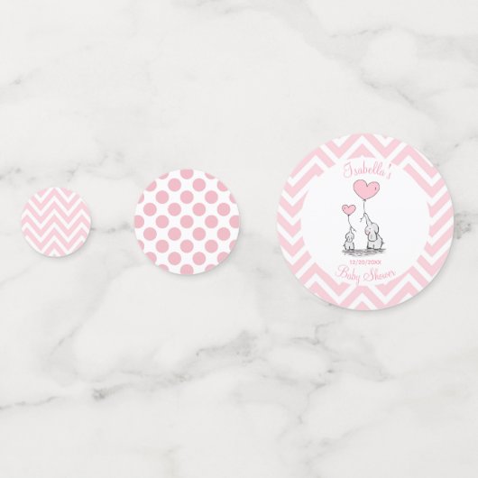 Pastel Pink Elephant Personalized Baby Girl Confetti (Achterkanten)