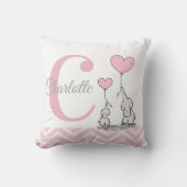 Pastel Pink Elephant Personalized Baby Girl Pillow Kussen (Voorkant)