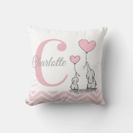 Pastel Pink Elephant Personalized Baby Girl Pillow Kussen