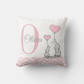 Pastel Pink Elephant Personalized Baby Girl Pillow Kussen (Voorkant)