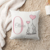 Pastel Pink Elephant Personalized Baby Girl Pillow Kussen (Deken)