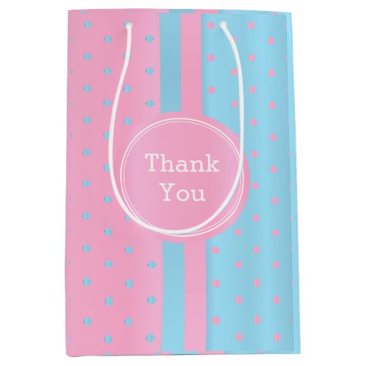 Pastel Pink en Baby Blue Polka Dots - Dank je Medium Cadeauzakje (Voorkant)