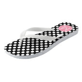 Pastel Pink en Black Polka Dots Aangepast monogram Teenslippers (Schuin)