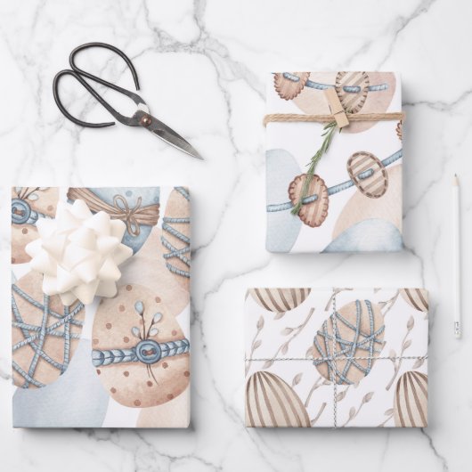 PASTEL PINK EN BLAUWE EASTER-EIEREN INPAKPAPIER VEL (Voorkant)