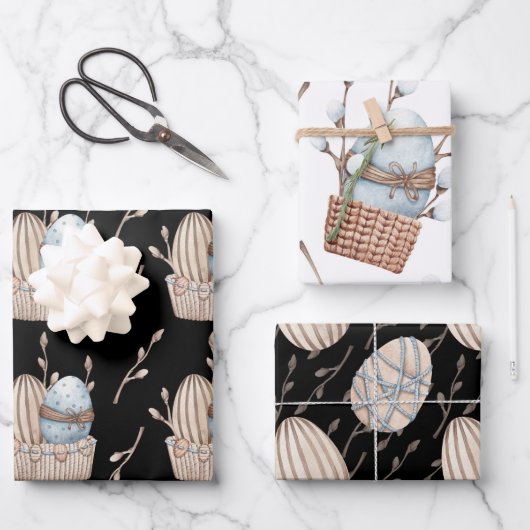 PASTEL PINK EN BLAUWE EASTER-EIEREN INPAKPAPIER VEL (Voorkant)