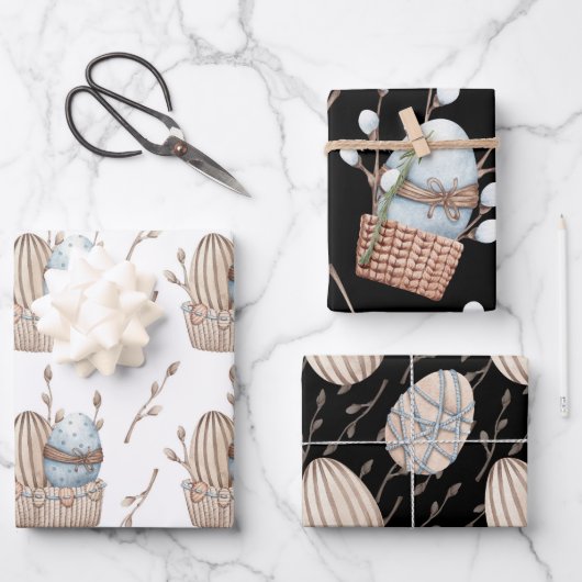 PASTEL PINK EN BLAUWE EASTER-EIEREN INPAKPAPIER VEL (Voorkant)