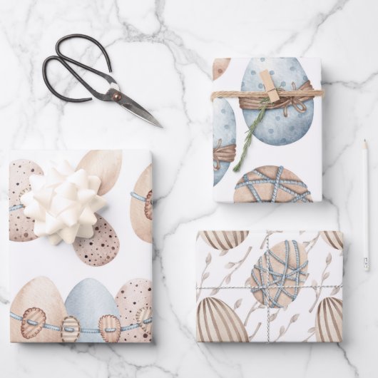 PASTEL PINK EN BLAUWE EASTER-EIEREN INPAKPAPIER VEL (Voorkant)