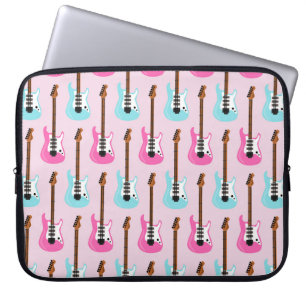 PASTEL PINK EN BLUE ELEKTRISCHE GUITARS LAPTOP SLEEVE