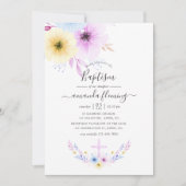 Pastel Pink en Blue Floral Baptisme Kaart (Voorkant)