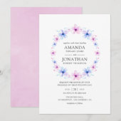 Pastel Pink en Blue Floral Wedding Kaart (Voorkant / Achterkant)