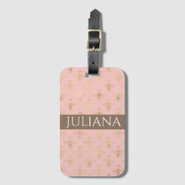 Pastel Pink en Gold Queen Bee Bagagelabel