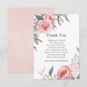 Pastel Pink en Gray Boho Floral Baby shower Bedankkaart (Voorkant / Achterkant)