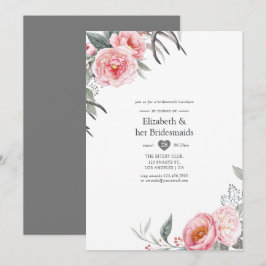Pastel Pink en Gray Boho Floral Vrijgezellenfeest Kaart