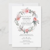 Pastel Pink en Gray Boho Floral Wedding Kaart (Voorkant)