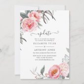 Pastel Pink en Gray Boho Floral Wedding Update Kaart (Voorkant)