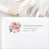 Pastel Pink en Gray Peony Flower Etiket (Insitu)